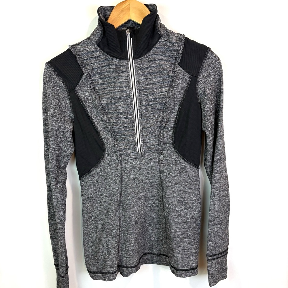 Lululemon Gray and Black Quarter-Zip Pullover size 6